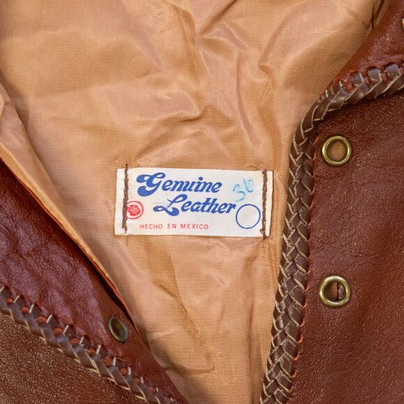 Vintage Western-style Hand Stitched Brown Leather Women's Jacket, Size 36 - Picture 5 of 8